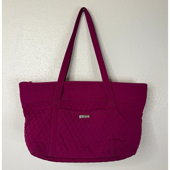 Vera Bradley Handbags - Vera Bradley Large Pink Zip Top Tote Bag Lined Inner Pockets Detachable Strap